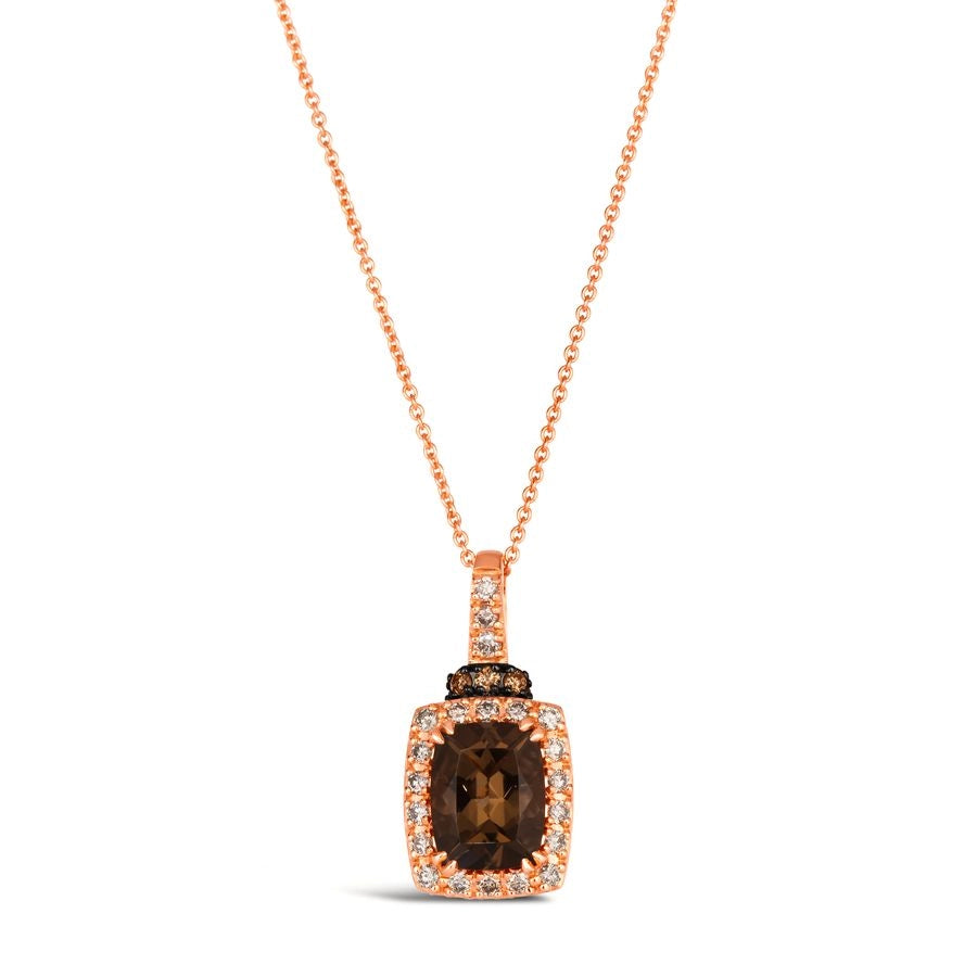 Le Vian® Pendant featuring 1 3/4 cts. Chocolate Quartz®, 1/4 cts. Nude Diamonds™, 1/15 cts. Chocolate Diamonds® set in 14K Strawberry Gold®