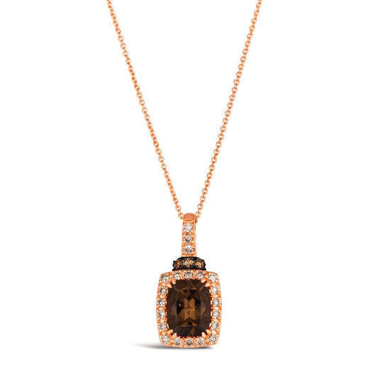 Le Vian® Pendant featuring 1 3/4 cts. Chocolate Quartz®, 1/4 cts. Nude Diamonds™, 1/15 cts. Chocolate Diamonds® set in 14K Strawberry Gold®