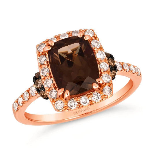 Le Vian® Ring featuring 1 3/4 cts. Chocolate Quartz®, 1/3 cts. Nude Diamonds™, 1/8 cts. Chocolate Diamonds® set in 14K Strawberry Gold®