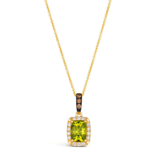 Le Vian® Pendant featuring 1 1/3 cts. Green Apple Peridot™, 1/20 cts. Chocolate Diamonds®, 1/6 cts. Nude Diamonds™ set in 14K Honey Gold™