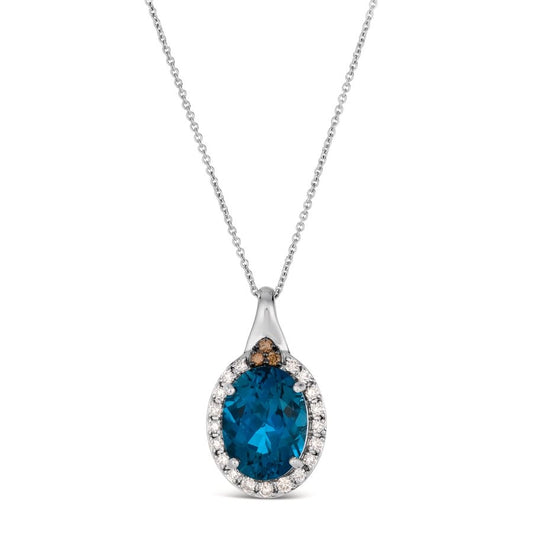 Le Vian® Pendant featuring 4 3/8 cts. Deep Sea Blue Topaz™, 1/3 cts. Nude Diamonds™, 1/20 cts. Chocolate Diamonds® set in 14K Vanilla Gold®