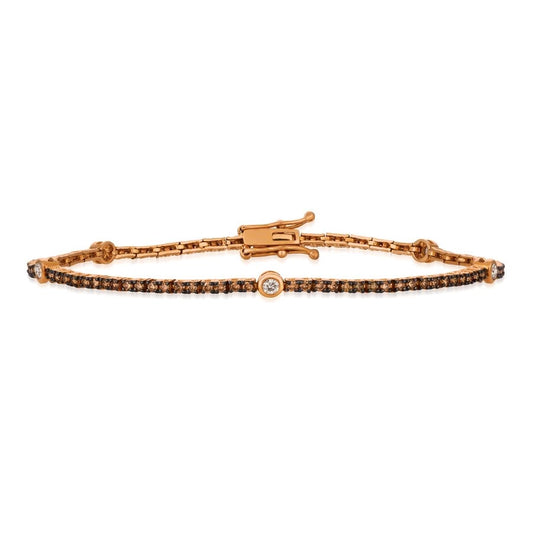 Le Vian Chocolatier® Bracelet featuring 1/5 cts. Vanilla Diamonds®, 1 cts. Chocolate Diamonds® set in 14K Strawberry Gold®