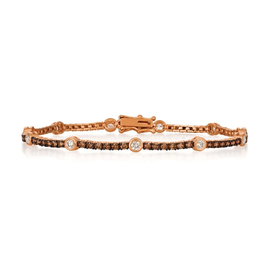 Le Vian Chocolatier® Bracelet featuring 1/2 cts. Vanilla Diamonds®, 1 1/2 cts. Chocolate Diamonds® set in 14K Strawberry Gold®