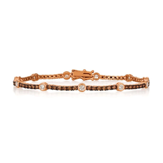 Le Vian Chocolatier® Bracelet featuring 1/2 cts. Vanilla Diamonds®, 1 1/2 cts. Chocolate Diamonds® set in 14K Strawberry Gold®