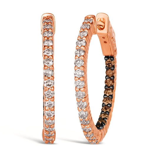 Le Vian® Earrings featuring 1/3 cts. Chocolate Diamonds®, 5/8 cts. Nude Diamonds™ set in 14K Strawberry Gold®
