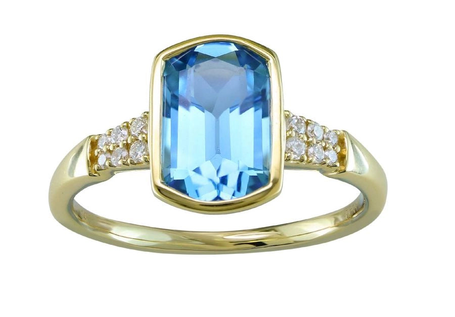 Le Vian® Ring featuring 2 3/8 cts. Blue Topaz, 1/15 cts. Vanilla Diamonds® set in 14K Honey Gold™