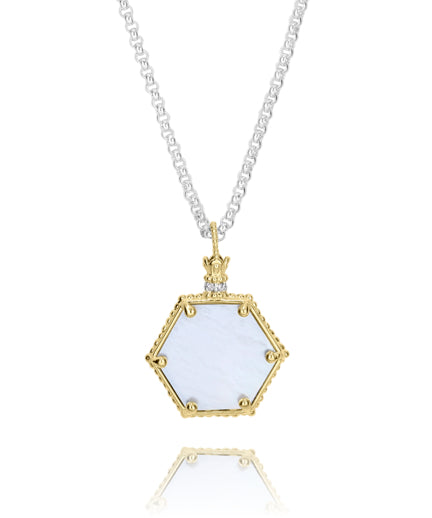 Vahan 14k Gold & Sterling Silver Black Onyx & Mother of Pearl Pendant