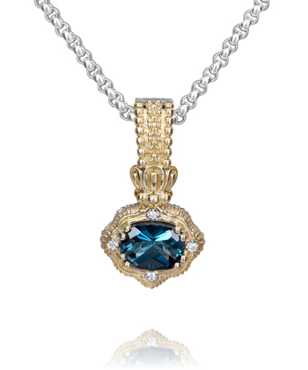 Vahan 14k Gold & Sterling Silver London Blue Topaz Pendant