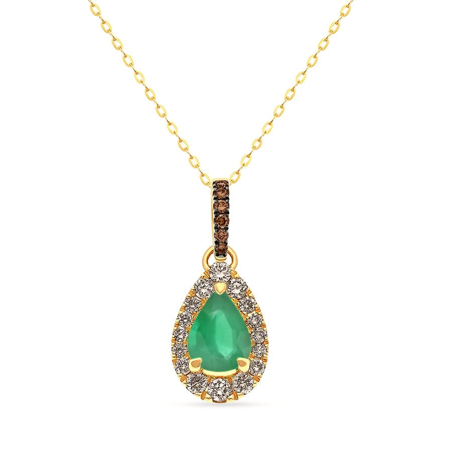 Le Vian® Pendant featuring 1/2 cts. Costa Smeralda Emeralds™, 1/5 cts. Nude Diamonds™, 1/20 cts. Chocolate Diamonds® set in 14K Honey Gold™