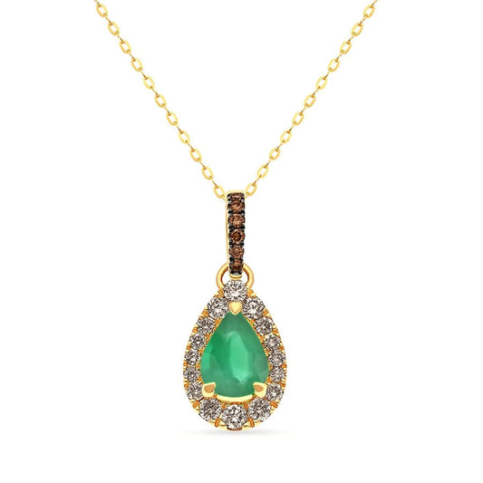 Le Vian® Pendant featuring 1/2 cts. Costa Smeralda Emeralds™, 1/5 cts. Nude Diamonds™, 1/20 cts. Chocolate Diamonds® set in 14K Honey Gold™