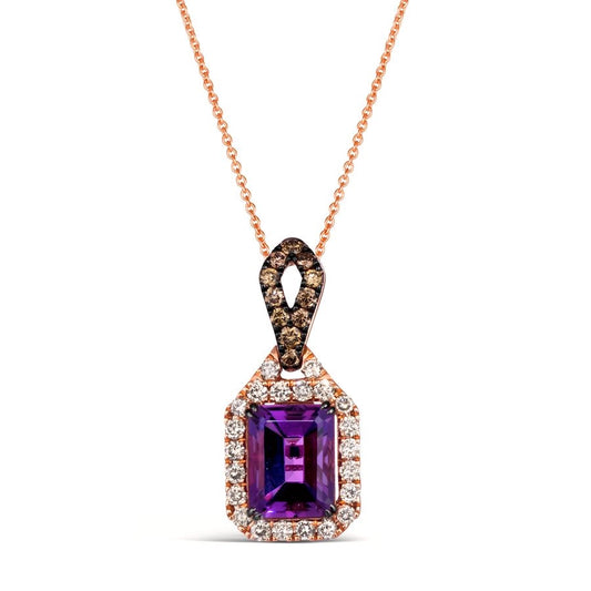 Le Vian® Pendant featuring 2 1/4 cts. Grape Amethyst™, 1/4 cts. Chocolate Diamonds®, 3/8 cts. Nude Diamonds™ set in 14K Strawberry Gold®