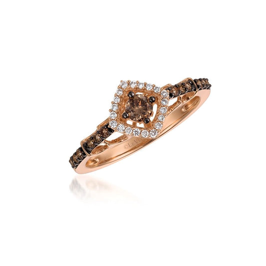 Le Vian Chocolatier® Ring featuring 1/3 cts. Chocolate Diamonds®, 1/15 cts. Vanilla Diamonds® set in 14K Strawberry Gold®