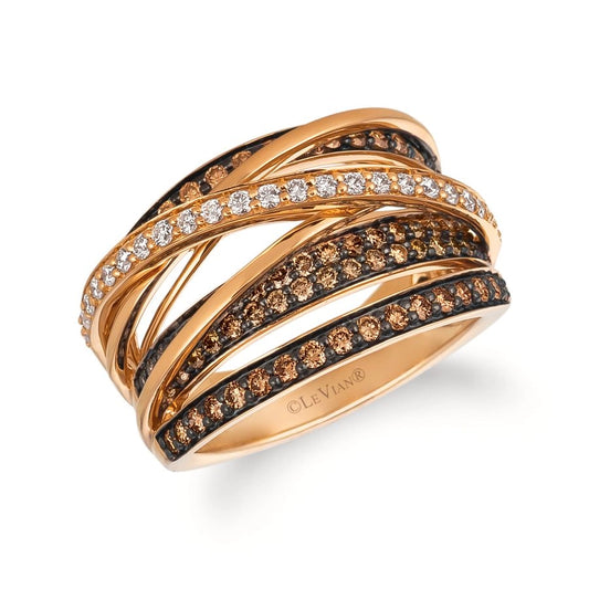 Le Vian Chocolatier® Ring featuring 7/8 cts. Chocolate Diamonds®, 1/4 cts. Vanilla Diamonds® set in 14K Strawberry Gold®