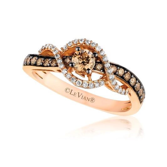 Le Vian Chocolatier® Ring featuring 1/2 cts. Chocolate Diamonds®, 1/8 cts. Vanilla Diamonds® set in 14K Strawberry Gold®