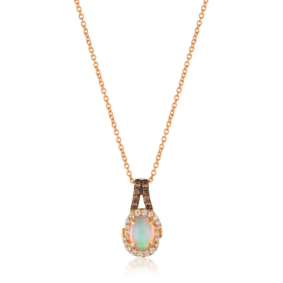 Le Vian Chocolatier® Pendant featuring 1/2 cts. Neopolitan Opal™, 1/15 cts. Chocolate Diamonds®, 1/10 cts. Vanilla Diamonds® set in 14K Strawberry Gold®