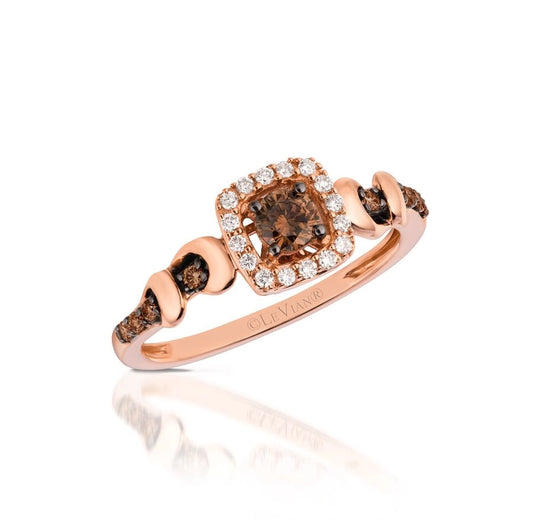 Le Vian Chocolatier® Ring featuring 1/4 cts. Chocolate Diamonds®, 1/10 cts. Vanilla Diamonds® set in 14K Strawberry Gold®