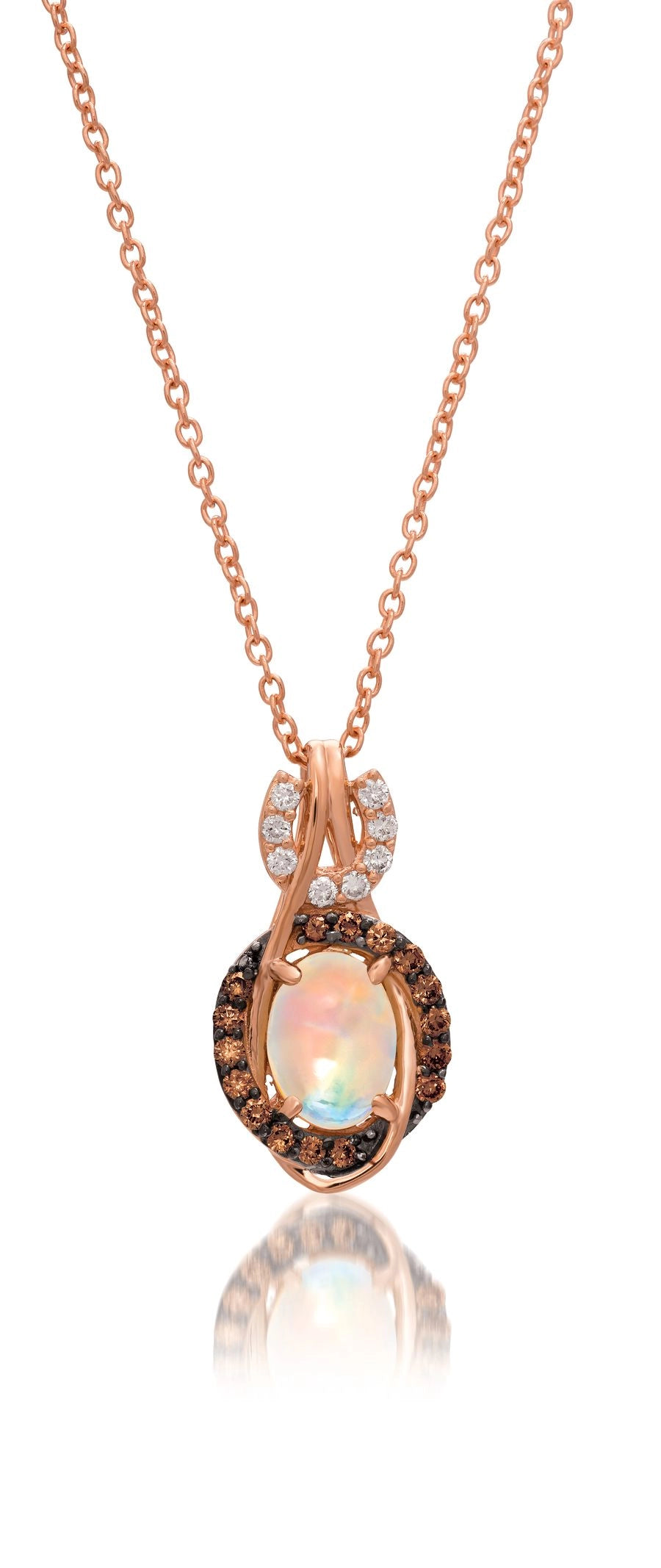Le Vian Chocolatier® Pendant featuring 1/2 cts. Neopolitan Opal™, 1/8 cts. Chocolate Diamonds®, 1/20 cts. Vanilla Diamonds® set in 14K Strawberry Gold®