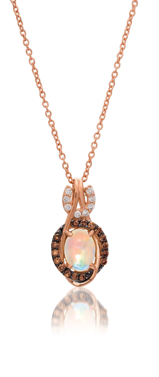Le Vian Chocolatier® Pendant featuring 1/2 cts. Neopolitan Opal™, 1/8 cts. Chocolate Diamonds®, 1/20 cts. Vanilla Diamonds® set in 14K Strawberry Gold®