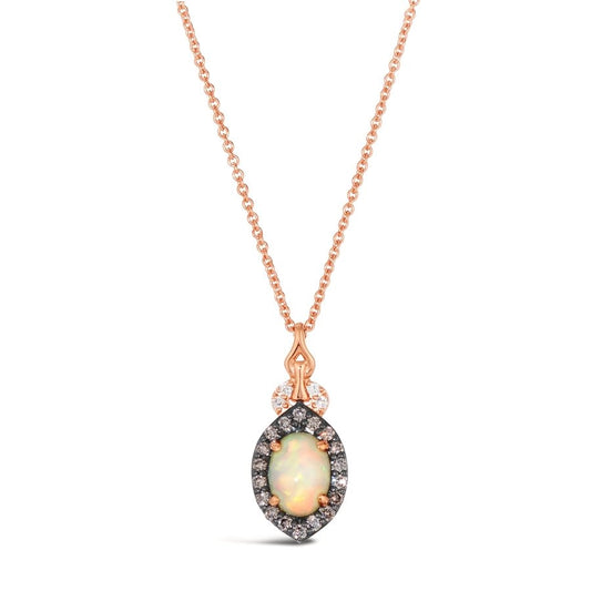 Le Vian Chocolatier® Pendant featuring 3/8 cts. Neopolitan Opal™, 1/6 cts. Chocolate Diamonds®, Vanilla Diamonds® set in 14K Strawberry Gold®