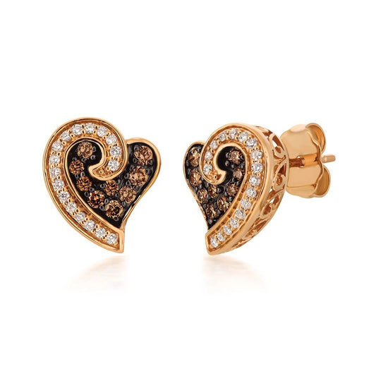 Le Vian Chocolatier® Earrings featuring 1/4 cts. Chocolate Diamonds®, 1/8 cts. Vanilla Diamonds® set in 14K Strawberry Gold®