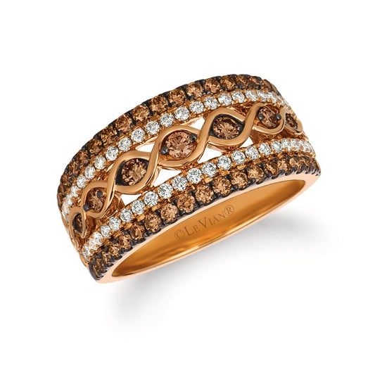 Le Vian Chocolatier® Ring featuring 5/8 cts. Chocolate Diamonds®, 1/3 cts. Vanilla Diamonds® set in 14K Strawberry Gold®