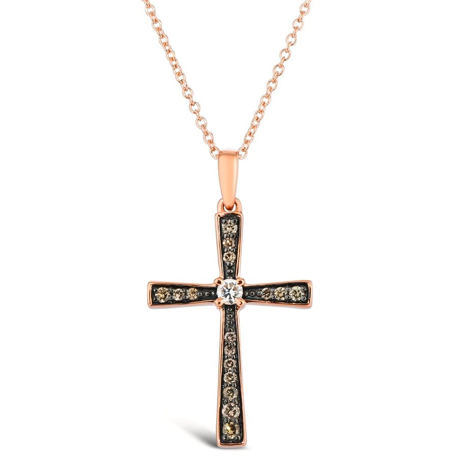 Le Vian Chocolatier® Pendant featuring 1/20 cts. Vanilla Diamonds®, 1/6 cts. Chocolate Diamonds® set in 14K Strawberry Gold®