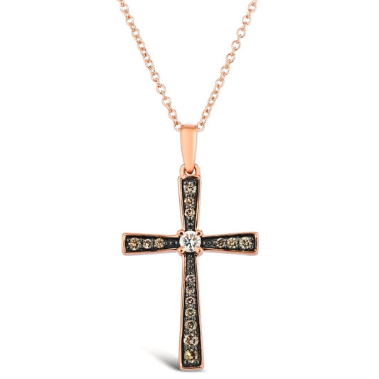 Le Vian Chocolatier® Pendant featuring 1/20 cts. Vanilla Diamonds®, 1/6 cts. Chocolate Diamonds® set in 14K Strawberry Gold®