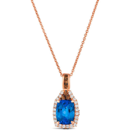 Le Vian Chocolatier® Pendant featuring 1 1/4 cts. Blueberry Tanzanite®, 1/10 cts. Chocolate Diamonds®, 1/8 cts. Vanilla Diamonds® set in 14K Strawberry Gold®