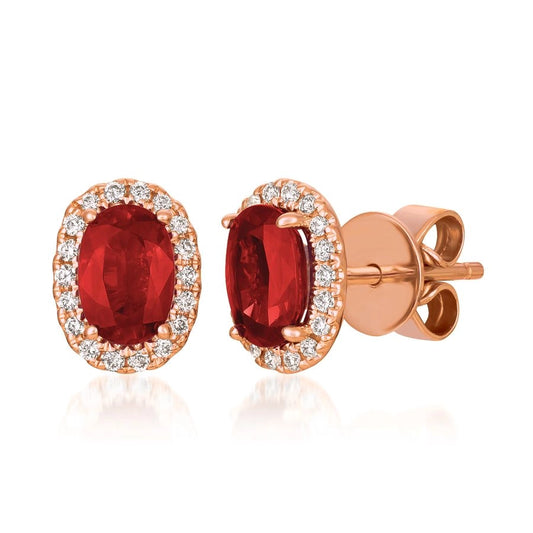 Le Vian® Earrings featuring 7/8 cts. Passion Ruby™, 1/8 cts. Vanilla Diamonds® set in 14K Strawberry Gold®