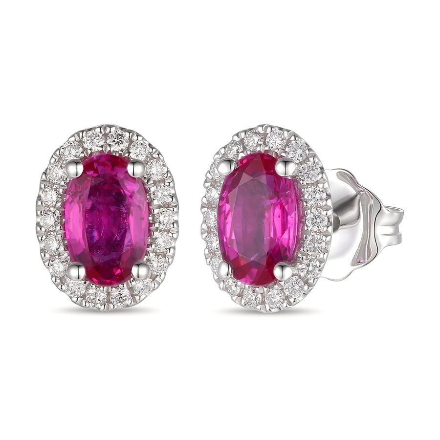 Le Vian® Earrings featuring 7/8 cts. Passion Ruby™, 1/8 cts. Vanilla Diamonds® set in 14K Vanilla Gold®