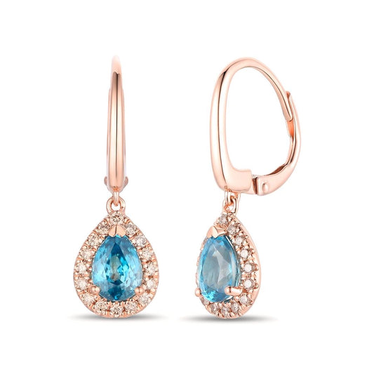 Le Vian® Earrings featuring 1 1/2 cts. Blueberry Zircon™, 1/3 cts. Nude Diamonds™ set in 14K Strawberry Gold®
