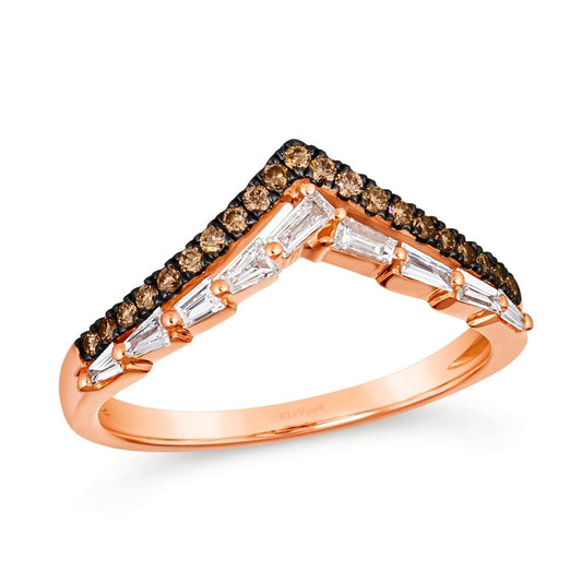 Le Vian Chocolatier® Ring featuring 1/4 cts. Vanilla Diamonds®, 1/6 cts. Chocolate Diamonds® set in 14K Strawberry Gold®