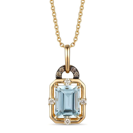 Le Vian® Pendant featuring 1 1/4 cts. Sea Blue Aquamarine®, 1/20 cts. Nude Diamonds™, Chocolate Diamonds® set in 14K Honey Gold™