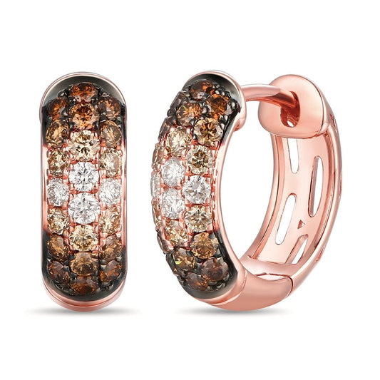 Le Vian Ombre Earrings featuring 1/2 cts. Chocolate Ombré Diamonds®, 1/8 cts. Vanilla Diamonds® set in 14K Strawberry Gold®