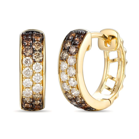 Le Vian Ombre Earrings featuring 1/2 cts. Chocolate Ombré Diamonds®, 1/15 cts. Vanilla Diamonds® set in 14K Honey Gold™