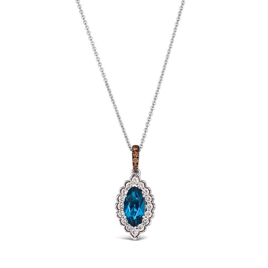 Le Vian® Pendant featuring 1 cts. Deep Sea Blue Topaz™, 1/4 cts. Nude Diamonds™, Chocolate Diamonds® set in 14K Vanilla Gold®