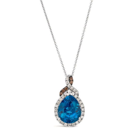 Le Vian® Pendant featuring 3 cts. Deep Sea Blue Topaz™, 1/4 cts. Nude Diamonds™, 1/20 cts. Chocolate Diamonds® set in 14K Vanilla Gold®