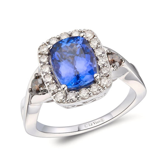 Le Vian® Ring featuring 2 cts. Blueberry Tanzanite®, 1/5 cts. Chocolate Diamonds®, 1/2 cts. Nude Diamonds™ set in 14K Vanilla Gold®