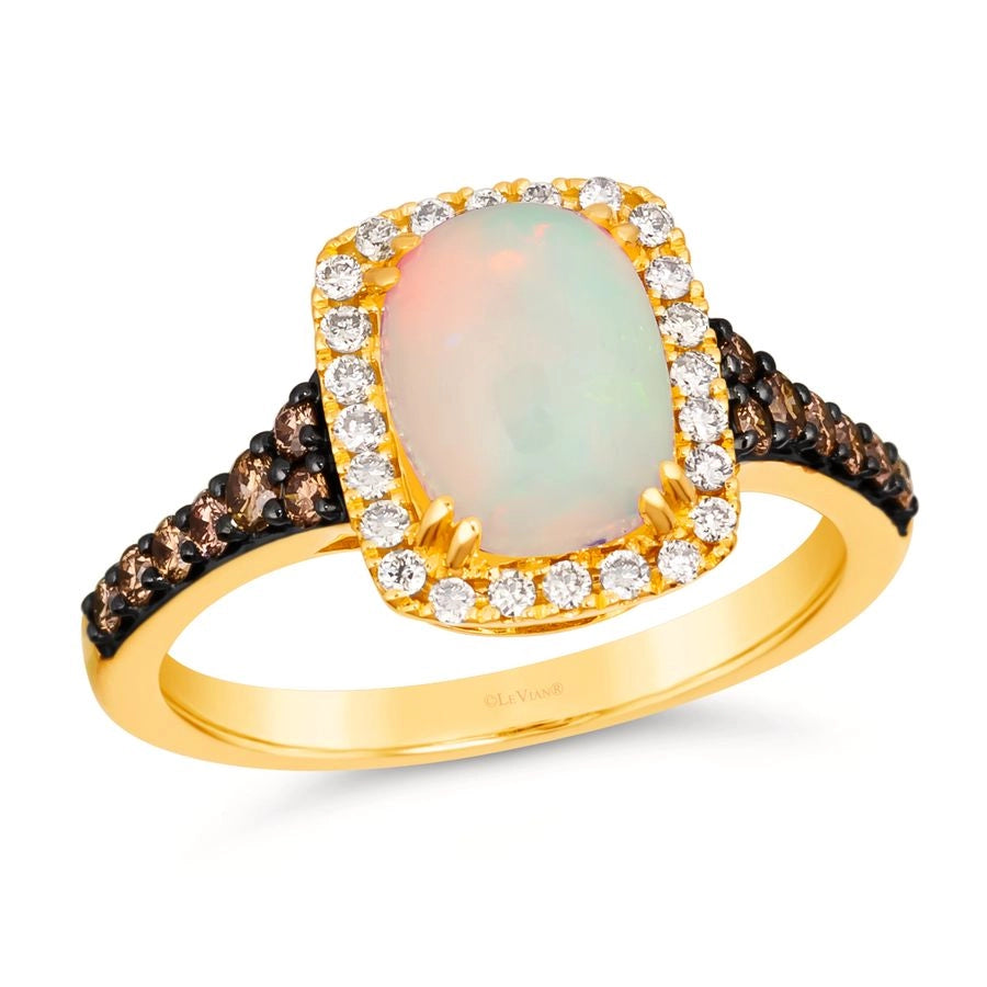 Le Vian® Ring featuring 1 cts. Neopolitan Opal™, 1/4 cts. Chocolate Diamonds®, 1/6 cts. Nude Diamonds™ set in 14K Honey Gold™