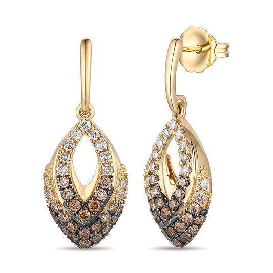 Le Vian Ombre Earrings featuring 5/8 cts. Chocolate Ombré Diamonds® set in 14K Honey Gold™