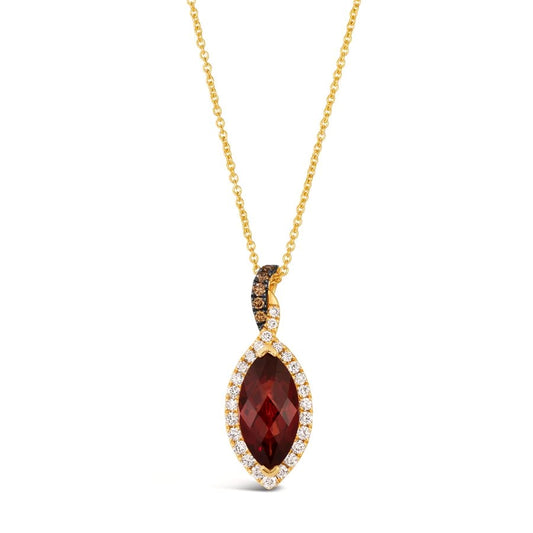 Le Vian® Pendant featuring 2 cts. Pomegranate Garnet™, 1/4 cts. Nude Diamonds™, 1/20 cts. Chocolate Diamonds® set in 14K Honey Gold™