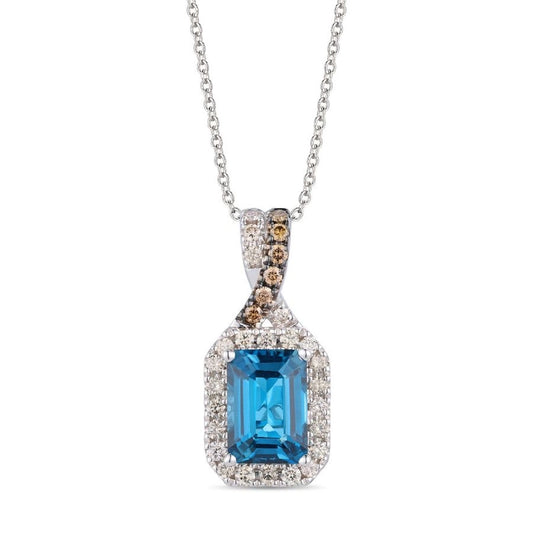 Le Vian® Pendant featuring 1 cts. Deep Sea Blue Topaz™, 1/6 cts. Nude Diamonds™, 1/20 cts. Chocolate Diamonds® set in 14K Vanilla Gold®