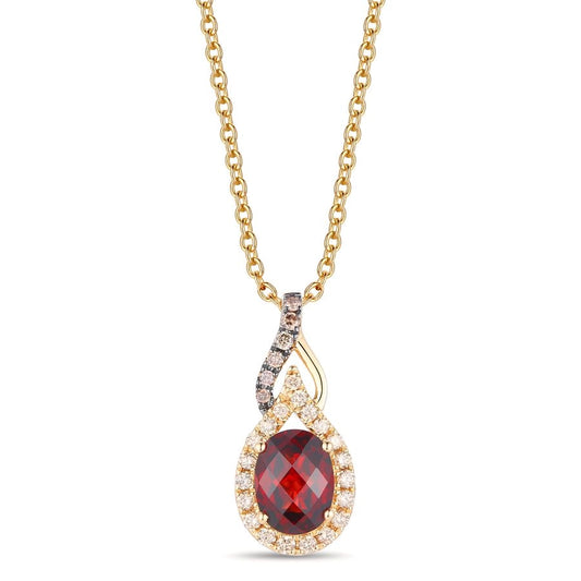 Le Vian® Pendant featuring 1 1/2 cts. Pomegranate Garnet™, 1/5 cts. Nude Diamonds™, 1/20 cts. Chocolate Diamonds® set in 14K Honey Gold™