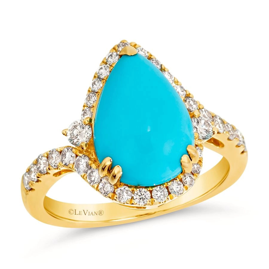 Le Vian® Ring featuring 3 1/4 cts. Robins Egg Blue Turquoise™, 1/2 cts. Nude Diamonds™ set in 14K Honey Gold™