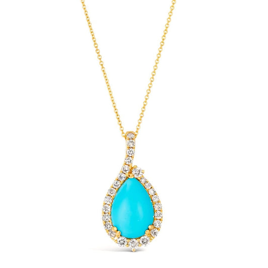 Le Vian® Pendant featuring 3 1/4 cts. Robins Egg Blue Turquoise™, 5/8 cts. Nude Diamonds™ set in 14K Honey Gold™