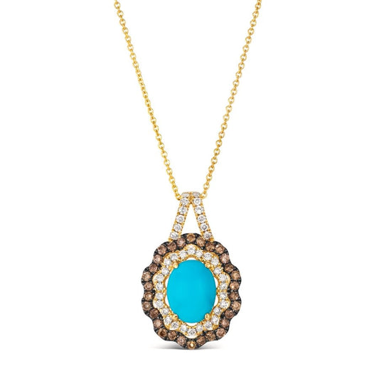 Le Vian® Pendant featuring 1 3/4 cts. Robins Egg Blue Turquoise™, 1/3 cts. Chocolate Diamonds®, 1/4 cts. Nude Diamonds™ set in 14K Honey Gold™
