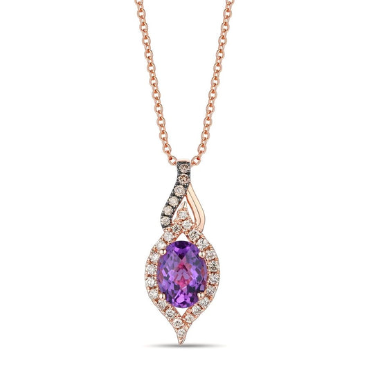 Le Vian® Pendant featuring 1 1/8 cts. Grape Amethyst™, 1/5 cts. Nude Diamonds™, 1/20 cts. Chocolate Diamonds® set in 14K Vanilla Gold®