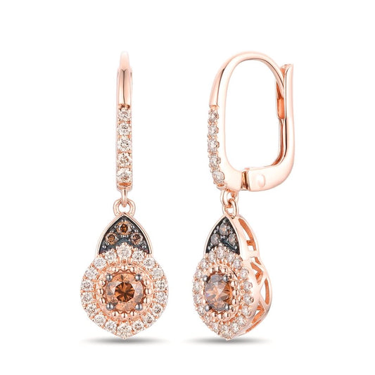 Le Vian® Earrings featuring 3/8 cts. Chocolate Diamonds®, 1/3 cts. Nude Diamonds™ set in 14K Strawberry Gold®