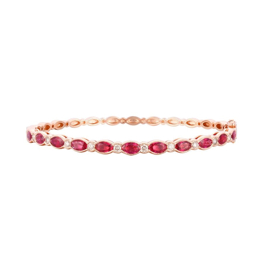 Le Vian® Bangle featuring 3 cts. Passion Ruby™, 3/8 cts. Vanilla Diamonds® set in 14K Strawberry Gold®