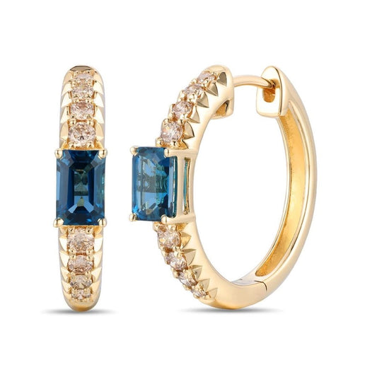 Le Vian® Earrings featuring 1 cts. Deep Sea Blue Topaz™, 1/2 cts. Nude Diamonds™ set in 14K Honey Gold™